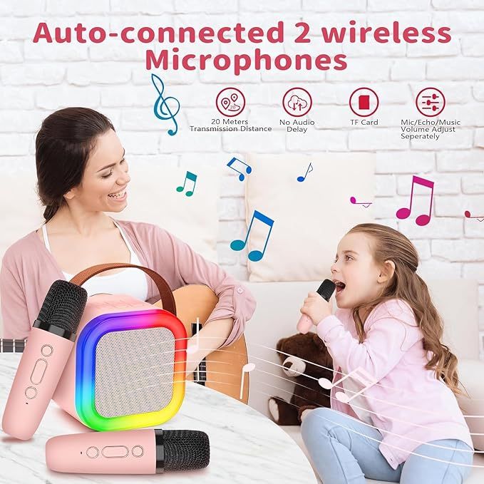 Portable Karaok sound system with 2 Wireless Mike
